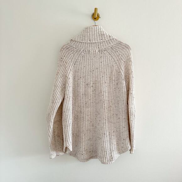 Sun & Shadow Knit Cowl Neck Pullover Sweater Speckled Cream S - Picture 2 of 6
